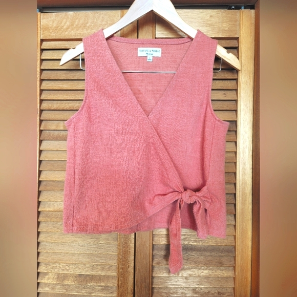 Madewell, Texture & Thread, Sweet Dahlia Wrap-Tie Tank, Size Small - Picture 3 of 7